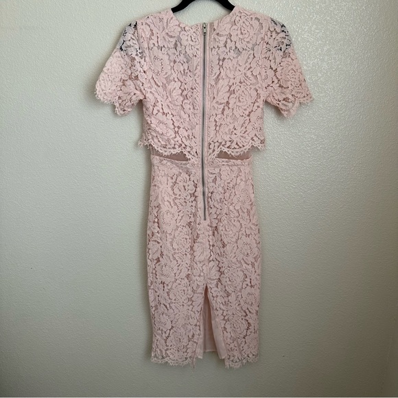 ASOS‎ Lace Crop Top Midi Pencil Dress Sz 0 Pink - Picture 13 of 15
